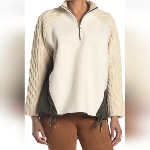 Boundless North Eden Lace Up Half Zip Olive Off White NWT